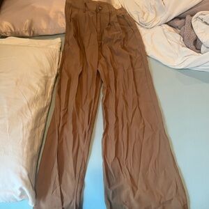 Tan Sheer Wide-Leg Pants